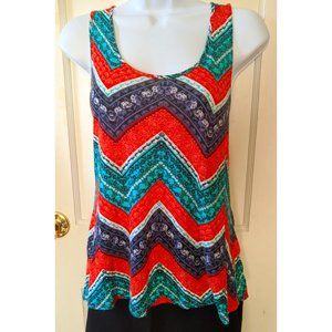 Rue21 Women’s MEDIUM Boho Floral Pattern Lace Backed Multicolor Tank